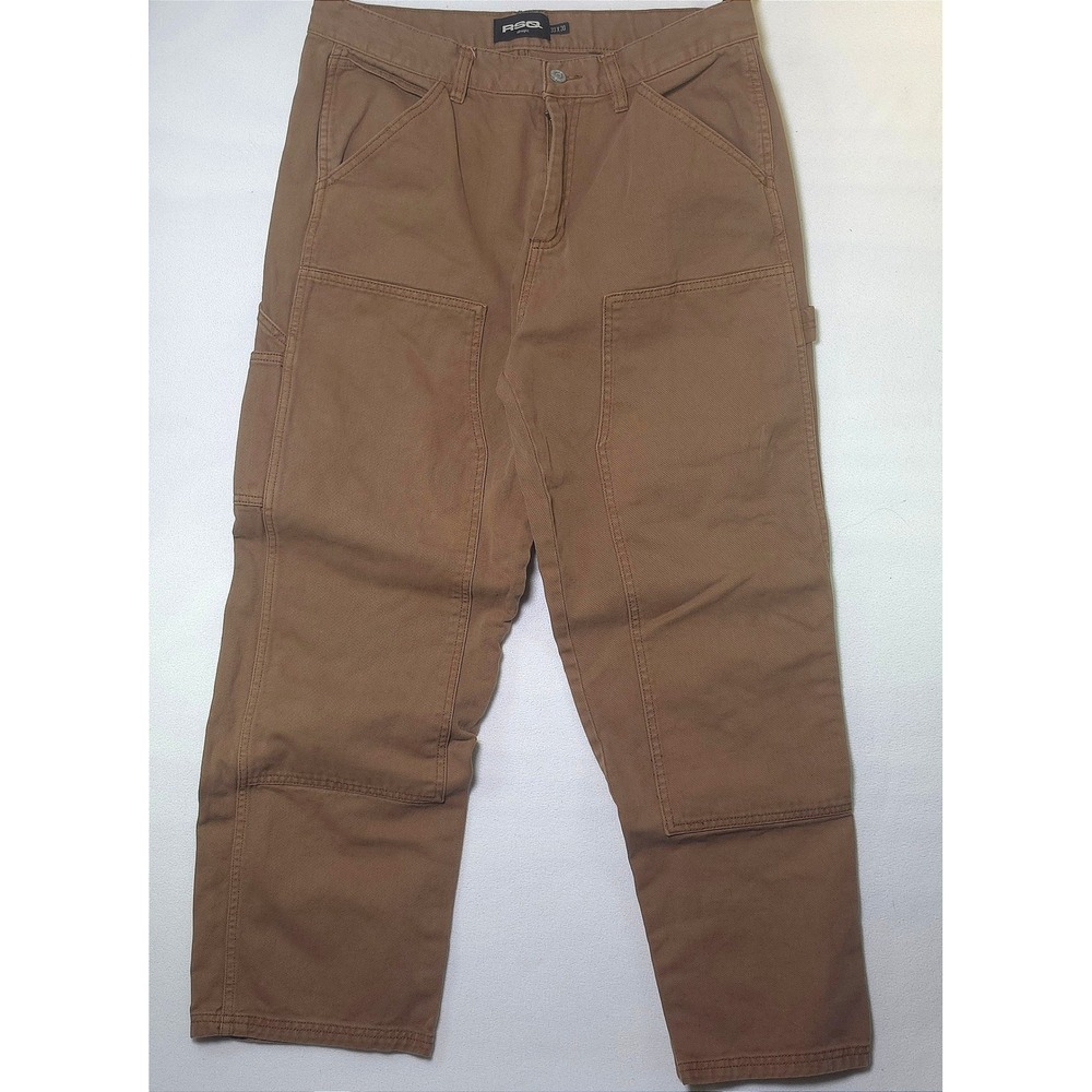 RSQ Mens Straight Leg Double Knee Utility Carpenter Pants Tan Brown 33x30